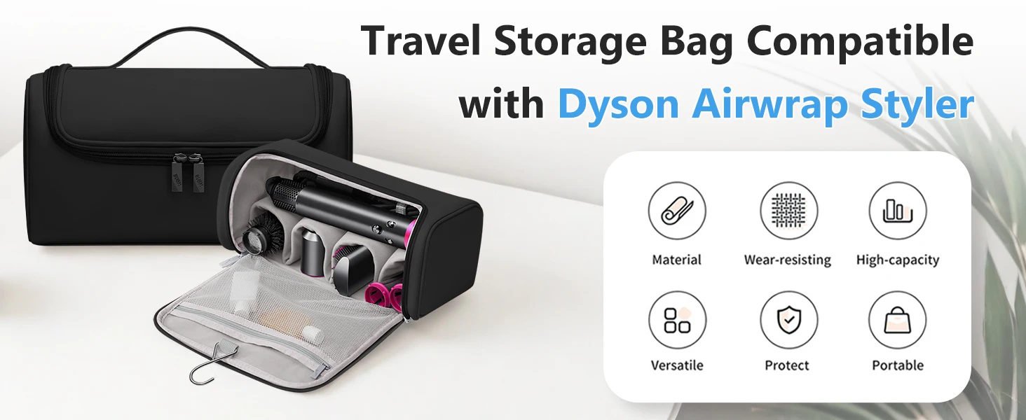 Reise-Aufbewahrungskoffer Organizer Kompatibel mit Dyson Airwrap, Haartrockner, 4 Lockenstäben, 2 Glättbürsten, Volumenbürste – Detail 1