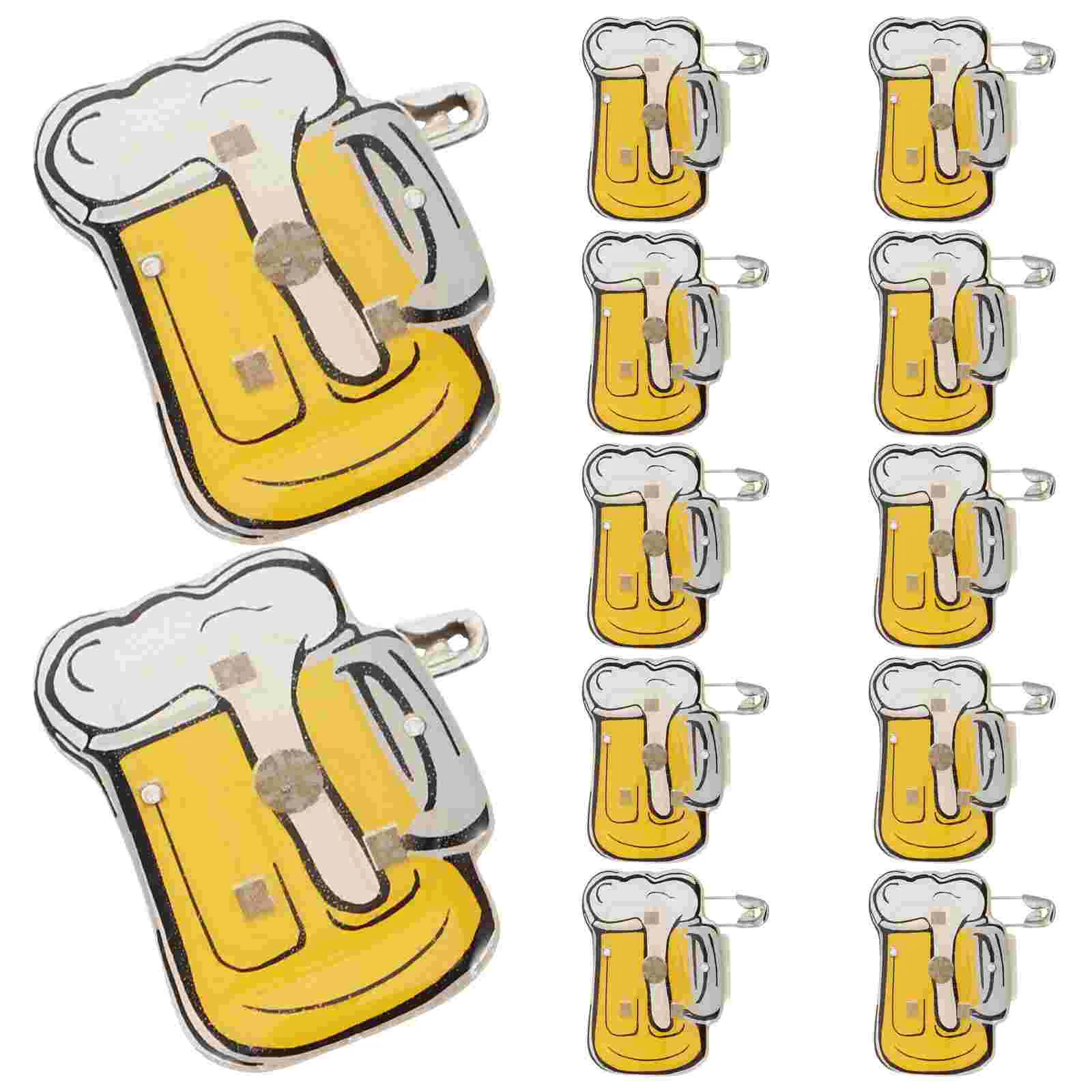 12pcs Creative Beer Mug Brooch Flashing LED Light Brooch Party Bar Favors () beer mug LED brooch beer mug pin