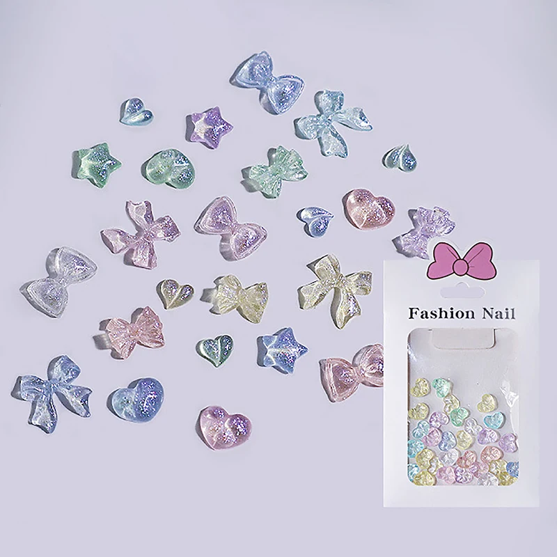 30 قطعة السماء المرصعة بالنجوم الحب مسمار الملحقات أورورا القوس ستار شقة القاع الراتنج الماس الجليد اختراق مسمار الملحقات