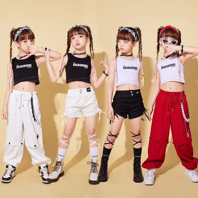 Costumi da ballo Jjazz per ragazze con navali esposti e costumi esplosivi per spettacoli di strada per hip-hop per bambini e fianchi fantastici