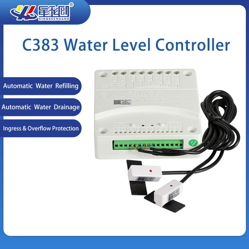 XKC-C383 Automatic Water Pumping Drainage Liquid Level Controller,AC110v-220v/DC12v-24v Optional Water Level Sensors Controllers