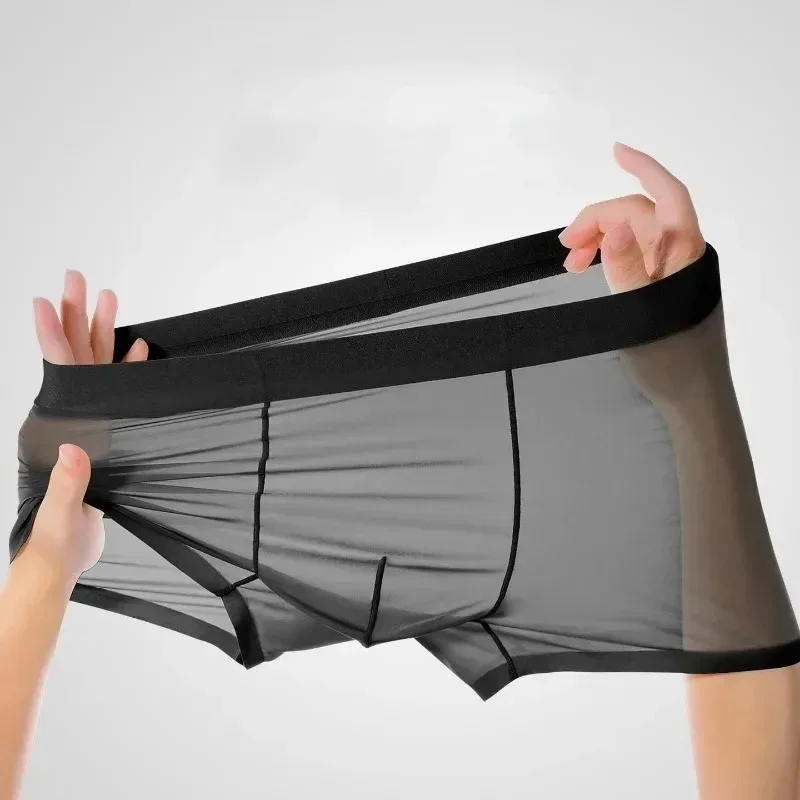New Men Transparent Lightweight Men Underwear Elastic Mid-Waist U-Convex Thin Perspective Shorts Briefs Seamless Panties Quality