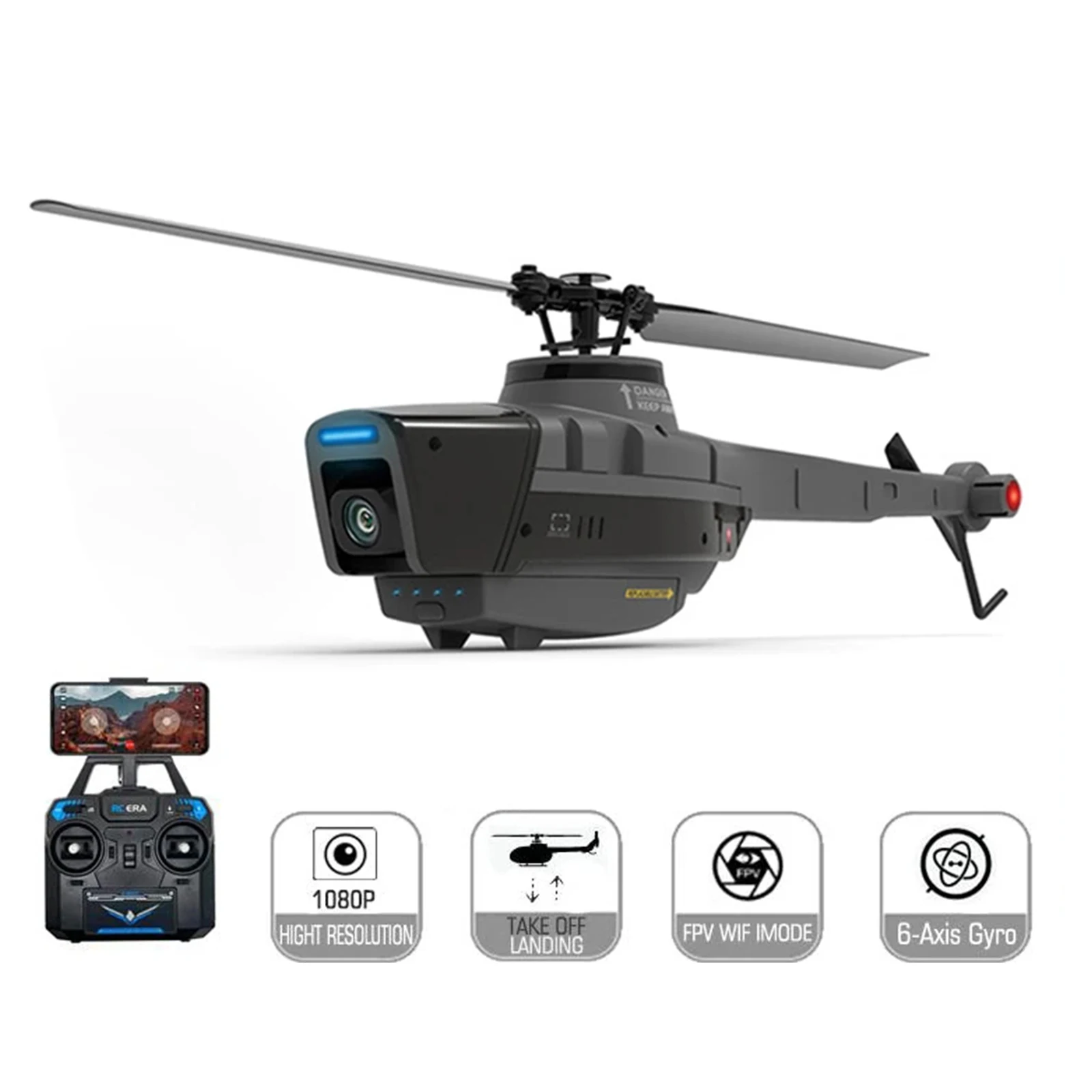 RC ERA C128 4ch Gyro Stablized Altitude Hold RC Helicopter 2.4Ghz Remote Control Aircraft with WIFI Camera Hobby Toys for Adult