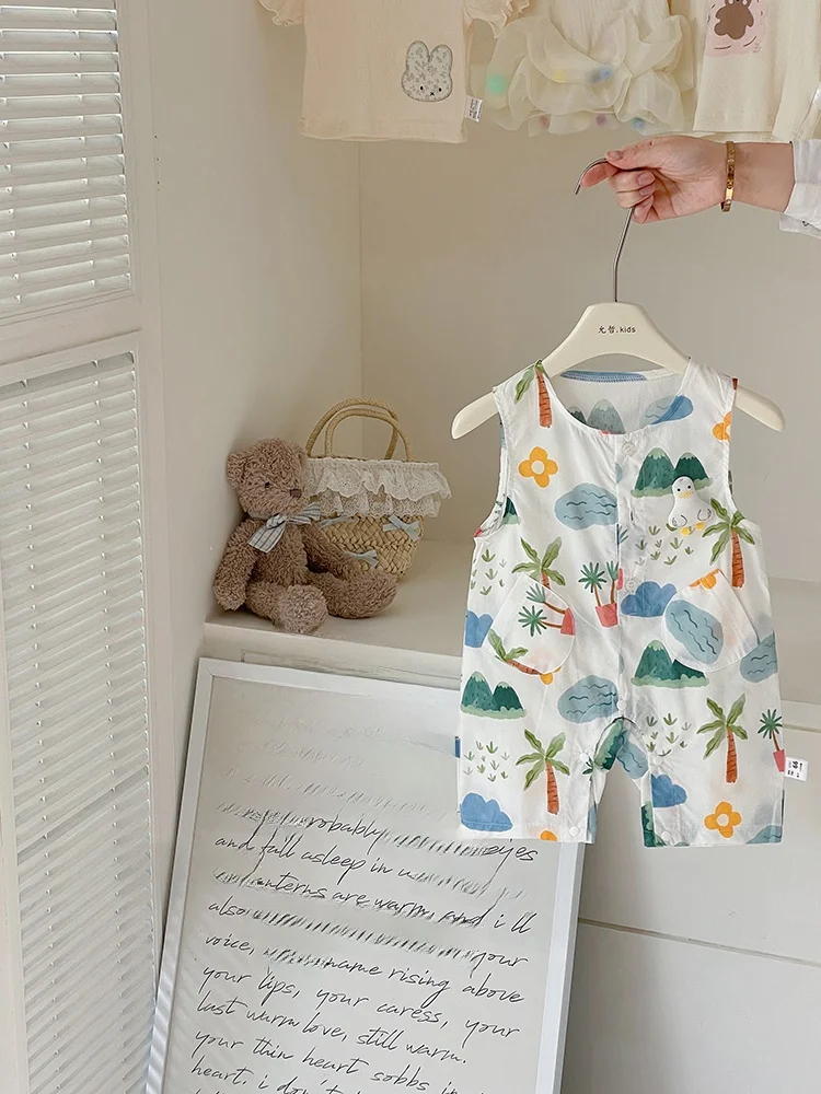 

xinfefei Baby Summer Outfit Thin Svel Rer Summer Vest Holiday Outing Clothes Low Waist orts Cotton Fabric