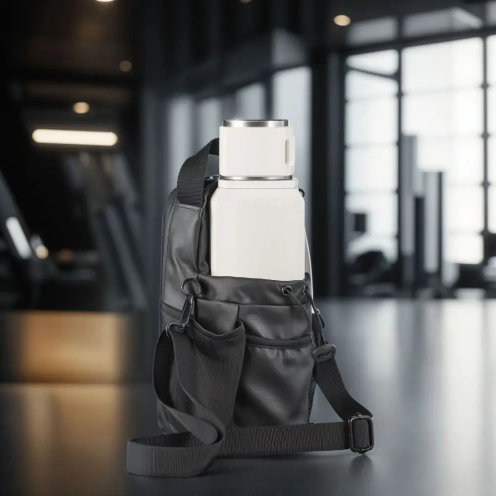 

Magnetic Water Bottle Sling Bag Large Capacity Pull Cord Gym Bottle Bag Portable Waterproof Crossbody Sports Bag Outdoor