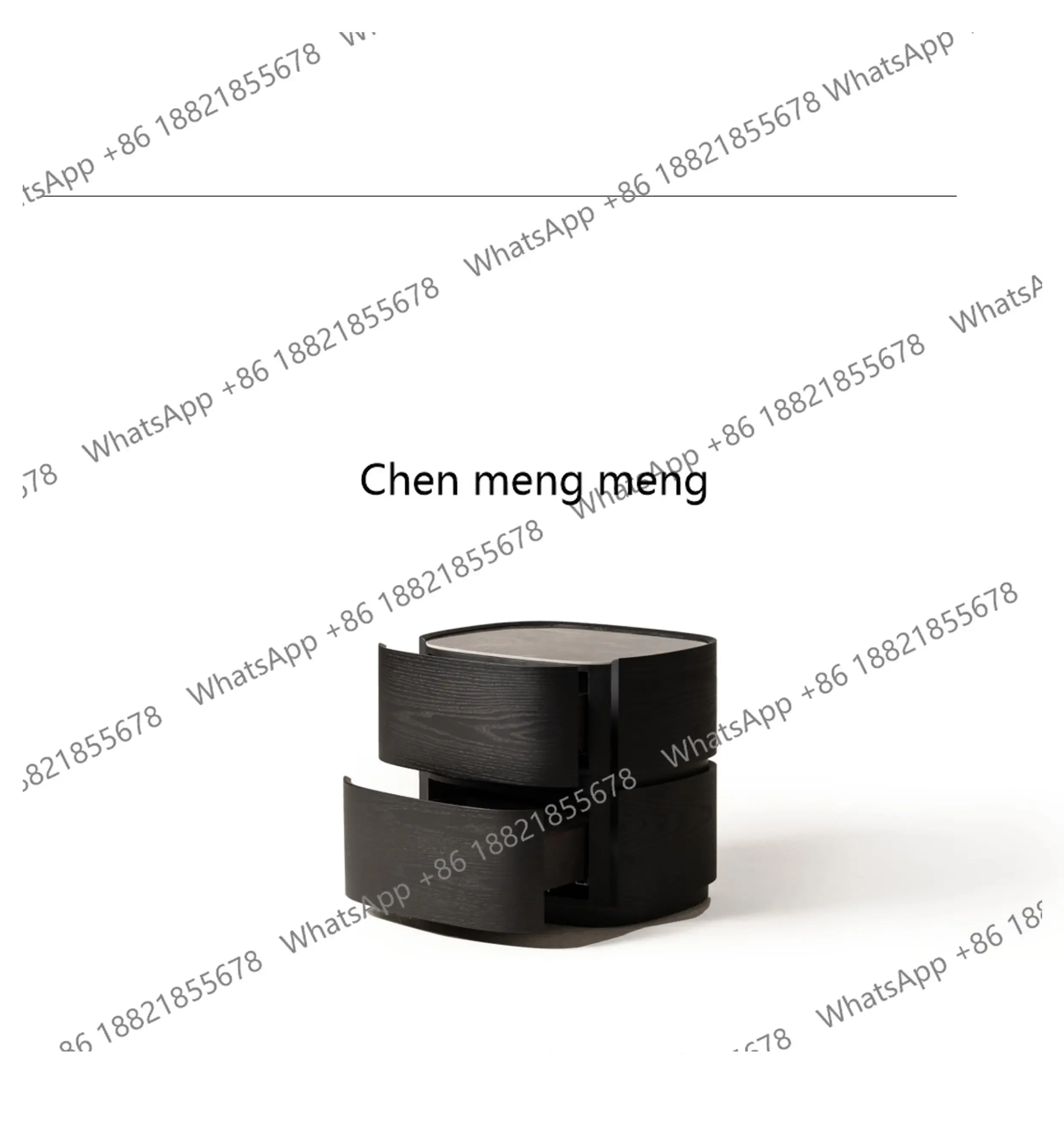 

Summer Genuine Italian Minimalist Black Sintered Stone Solid Wood Designer Modern Creative Home Bedroom Storage Bedside Table