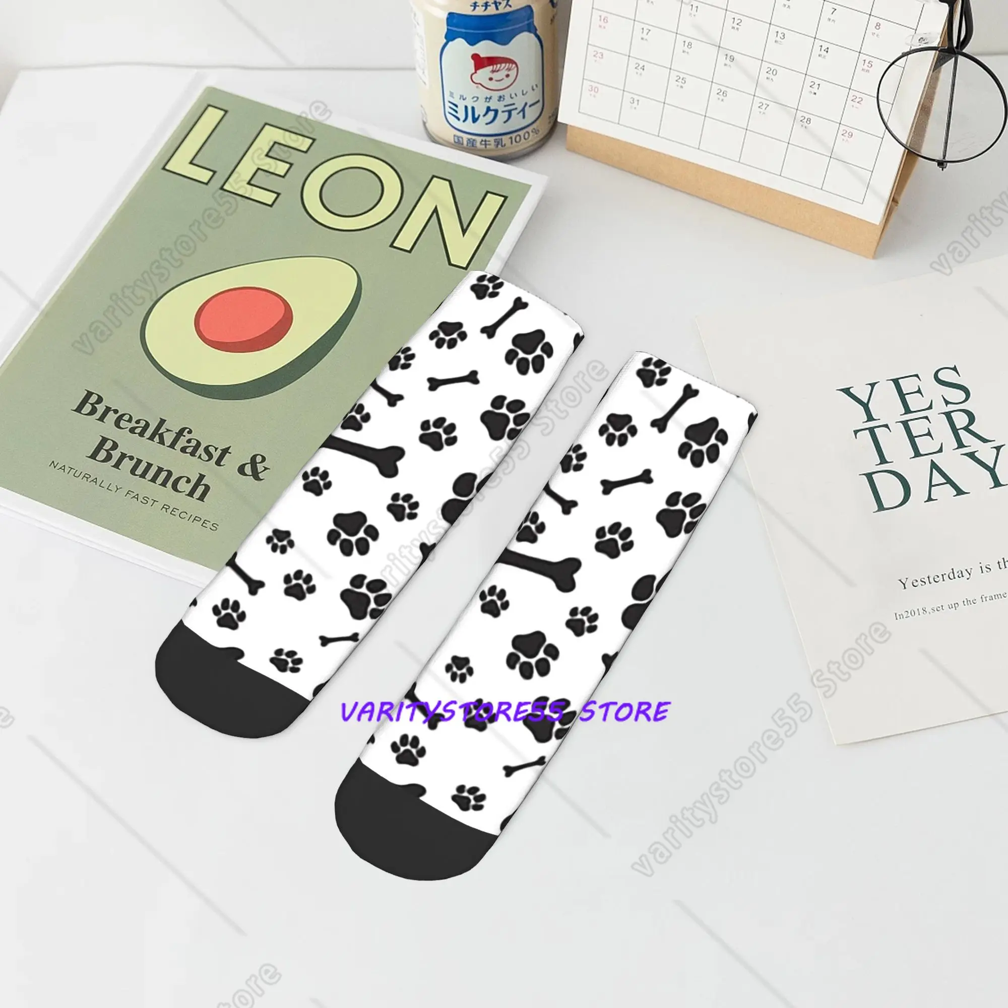 

Colorful Dog Paw Print Socks Harajuku High Quality Stockings All Season Socks Accessories for Unisex Christmas Gifts