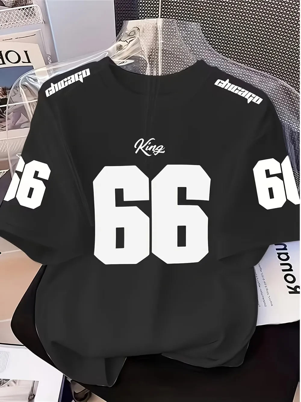 European and American men's summer personalized letter print micro elastic breathable round neck T-shirt outdoor sports top