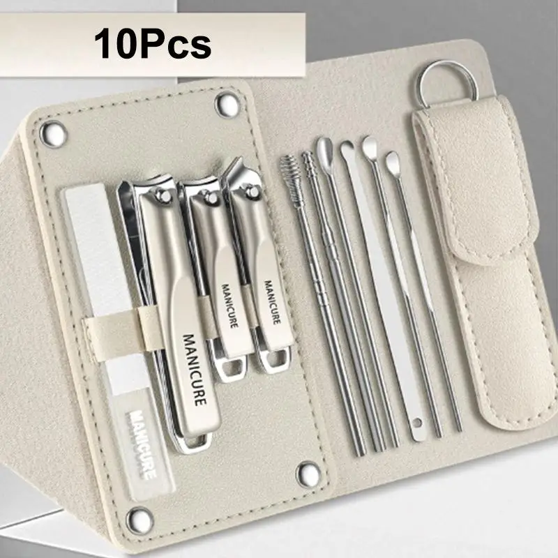 (N) 5/10-teiliges professionelles Nagelknipser-Set mit drehbarer Ledertasche, Maniküre- und Pediküre-Trimmer-Set, Nagelpflege-Werkzeuge