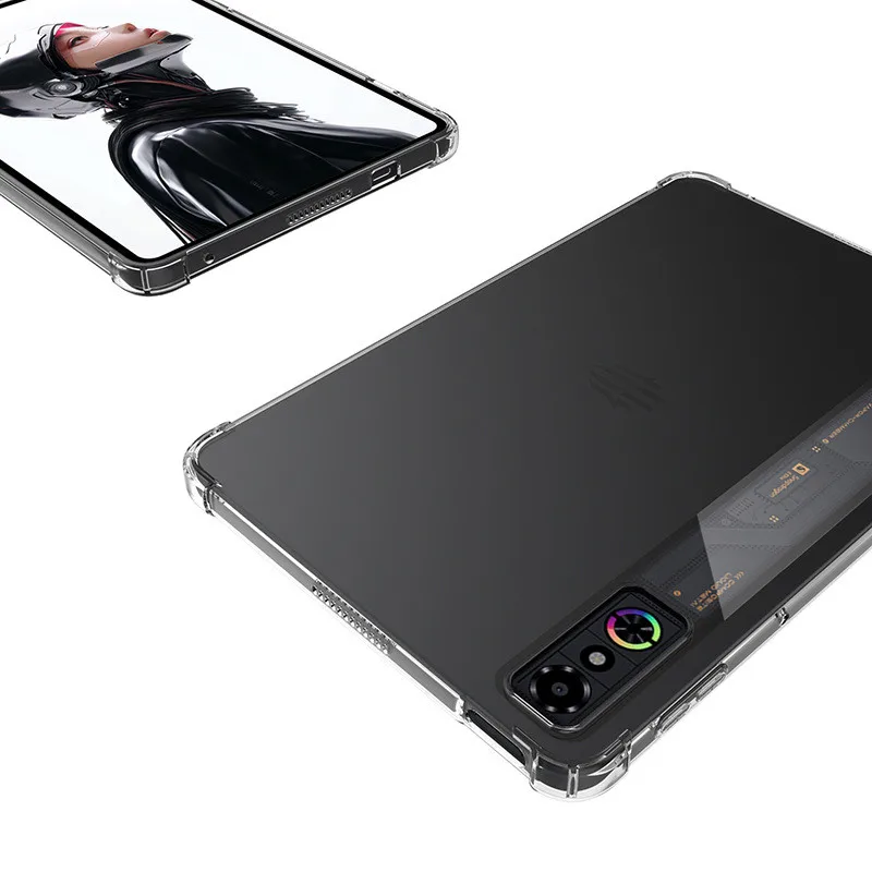 ل 2025 ZTE RedMagic Astra 9.06 "غطاء خلفي شفاف من مادة البولي يوريثان الحراري مع 4 وسائد هوائية مقاومة للصدمات لجهاز RedMagic Tablet 3 Pro 9.06 بوصة