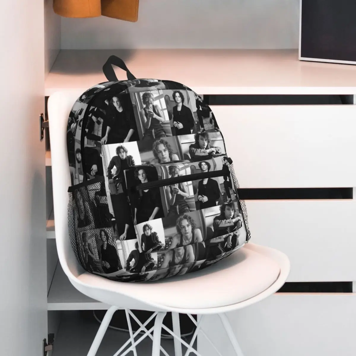 

Черно-белый рюкзак с коллажем Mason Thames, рюкзак большой вместимости, детская сумка для книг, школьная сумка, сумки на плечо для мужчин и женщин