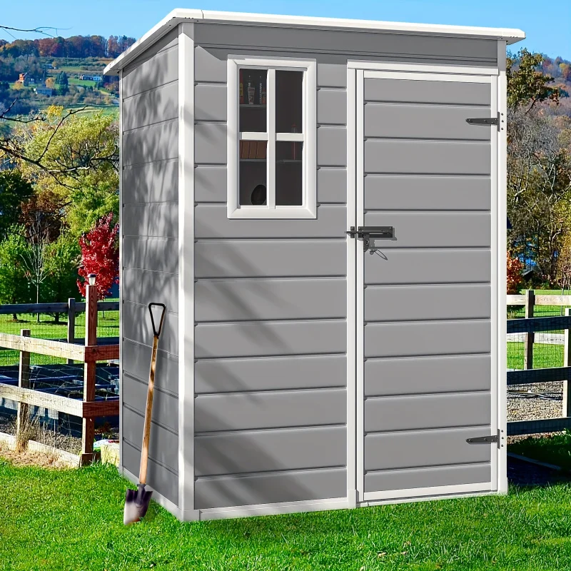 Large Resin Outdoor Storage Shed - Floor Included, Lockable, Durable, Weather-Resistant