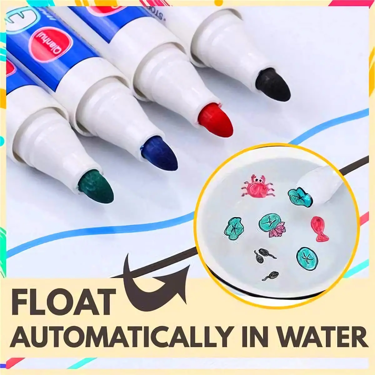 Rotuladores flotantes de agua para niños, rotuladores mágicos de pintura al agua, marcadores de borrado, 12 colores