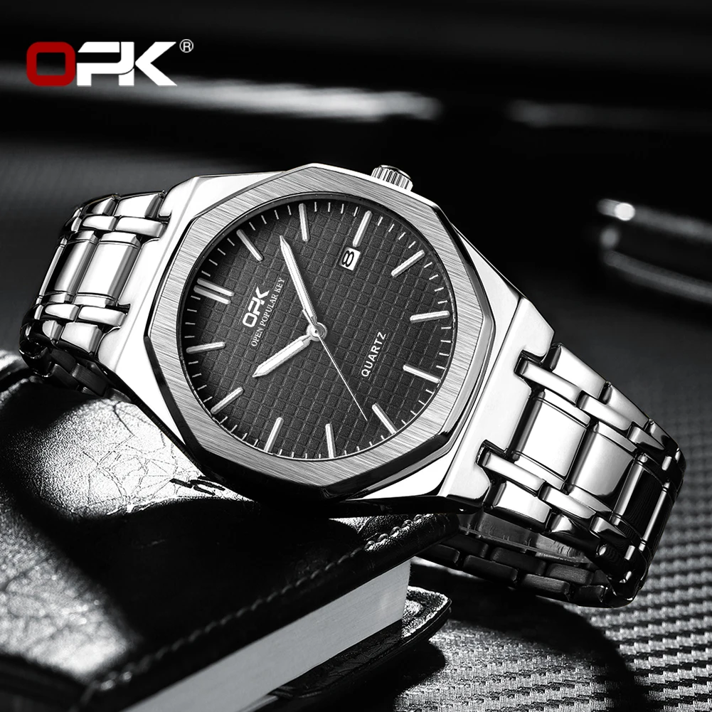 Opk 8139 Brand Men Watch Simple Fashion Waterproof Luminous Stainless Steel Strap