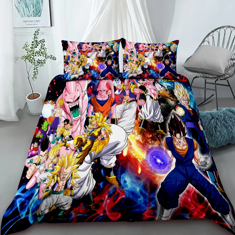 

Duvet Cover Dragon Ball Z Super Saiyan Anime Son Goku Bedding Set Twin Full Queen King Size Kids Bedclothes Children Gift