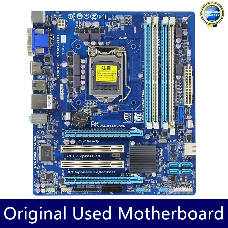 Used Motherboards GA-B75M-D3H B75M-D3H motherboard DDR3 32GB i7 i5 i3 LGA 1155 B75 USB3.0 SATA III Desktop motherboard