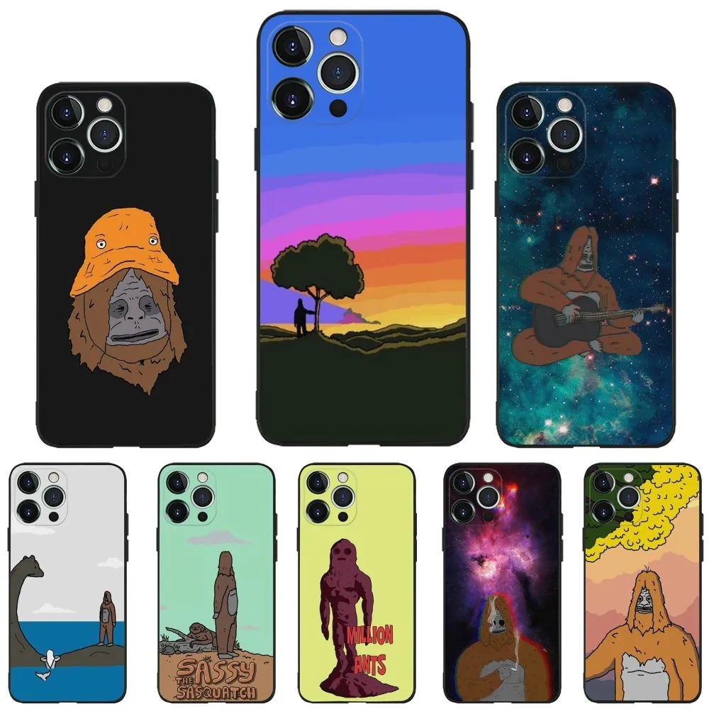 Sassy The Sasquatch Phone Case For iPhone 16,15,14,13,12,11,Plus,Pro Max,XS,X,XR,SE,Mini,8,7 Soft Silicone Black Cover