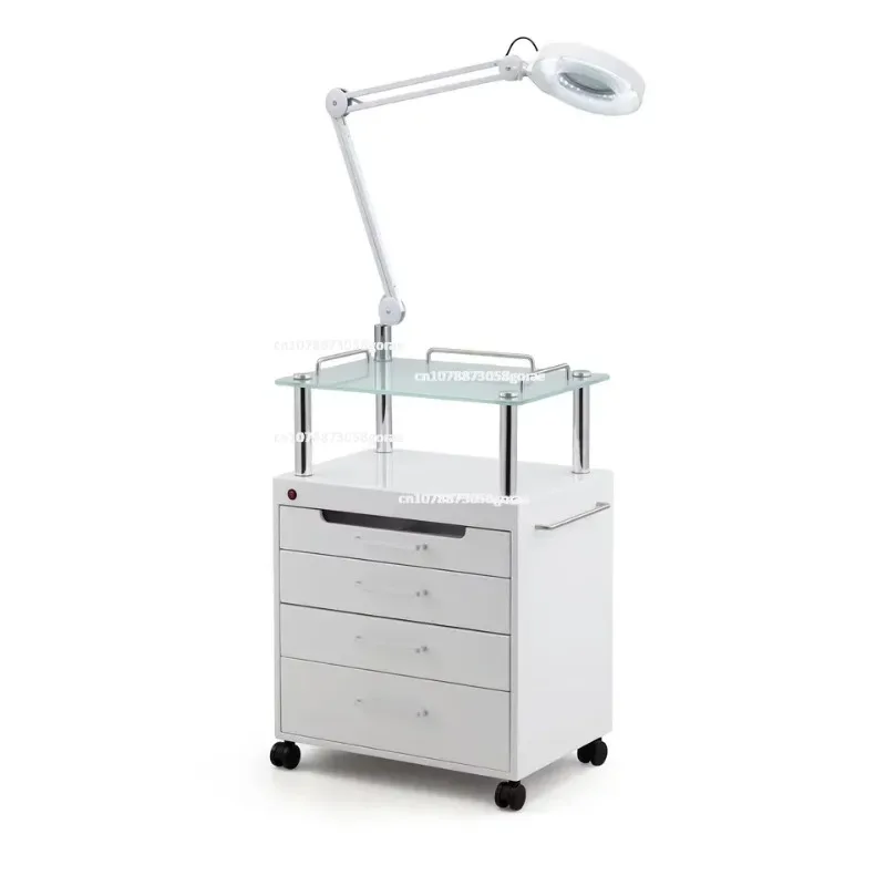 Trolley Medical Cart For Beauty Bed With LED Cold Light UV Ozone Disinfection Cabinet Tattoo Lamp