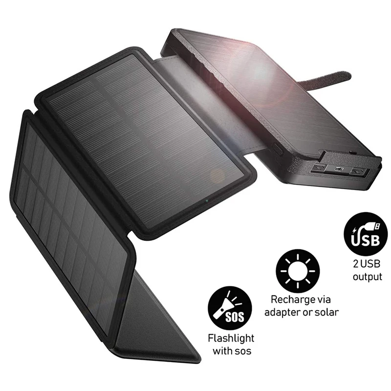 

Foldable Solar Power Bank 20000mAh Waterproof Solar Panel Charger Powerbank Portable Solar Charger External Battery Power Bank