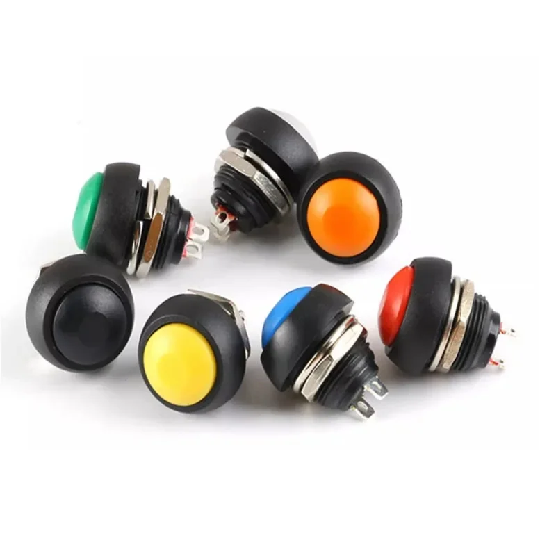 Mini interrupteur étanche à 2 broches, 12mm, 1A, pbs33b, 12v, bouton-poussoir momentané, réinitialisation, Non verrouillable, pbs-33b, 1 pièce