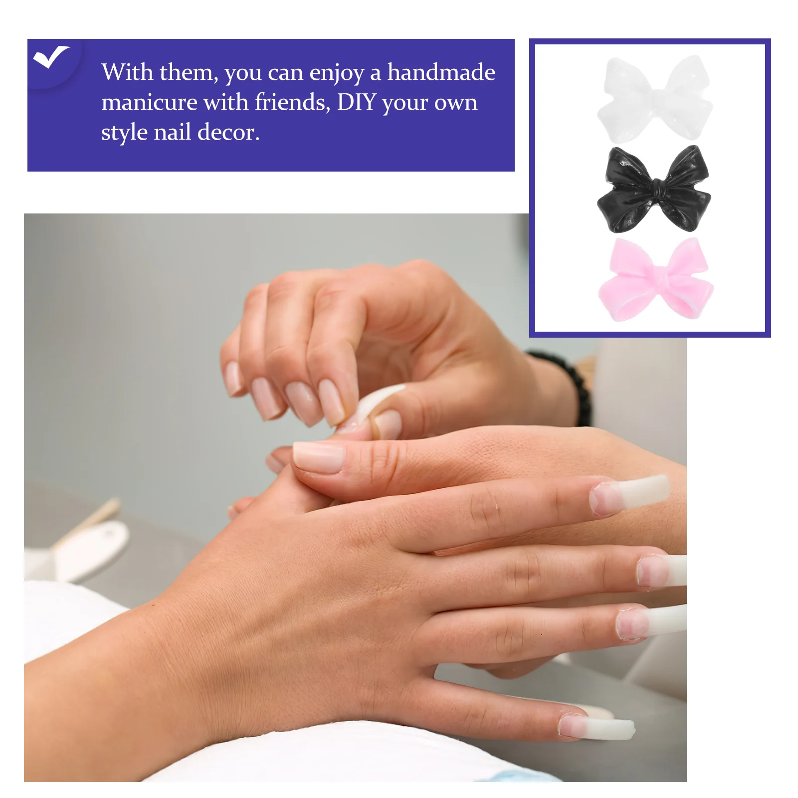

30Pcs Bow Nail Charms Delicate Manicure Decorations Light Weight Comfortable Wearing Party Graduation Banquet Decor