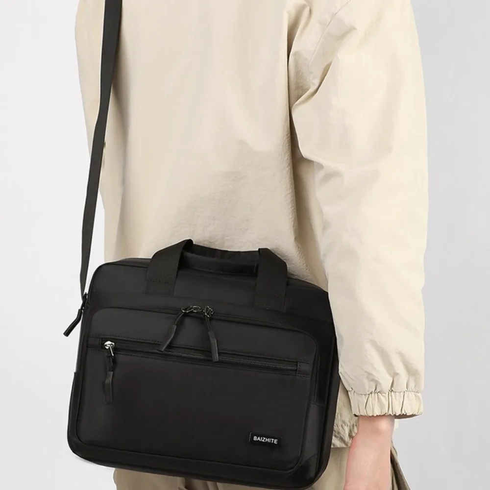 Maletines de negocios de tela Oxford a la moda para hombre, bolso cuadrado para portátiles, bolso cruzado con cremallera de Color sólido para niñas