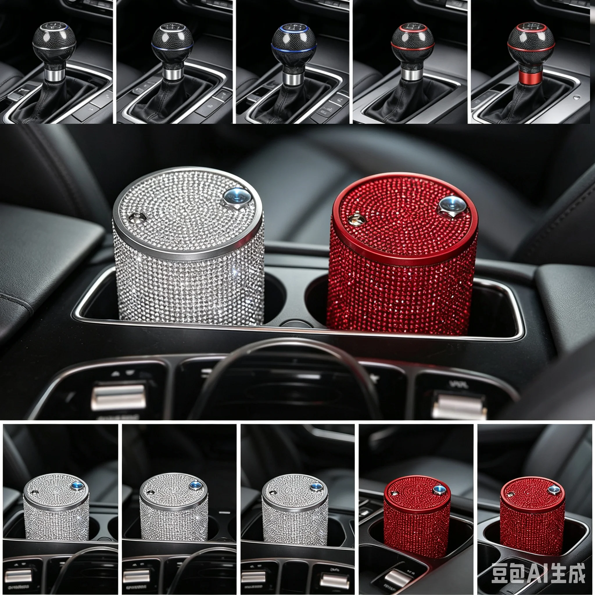 4 Colors Car Ashtray Rhinestones Portable Light Crystal Diamond Led Car Ash Tray Ashtray Storage Holder For Girl Woman
