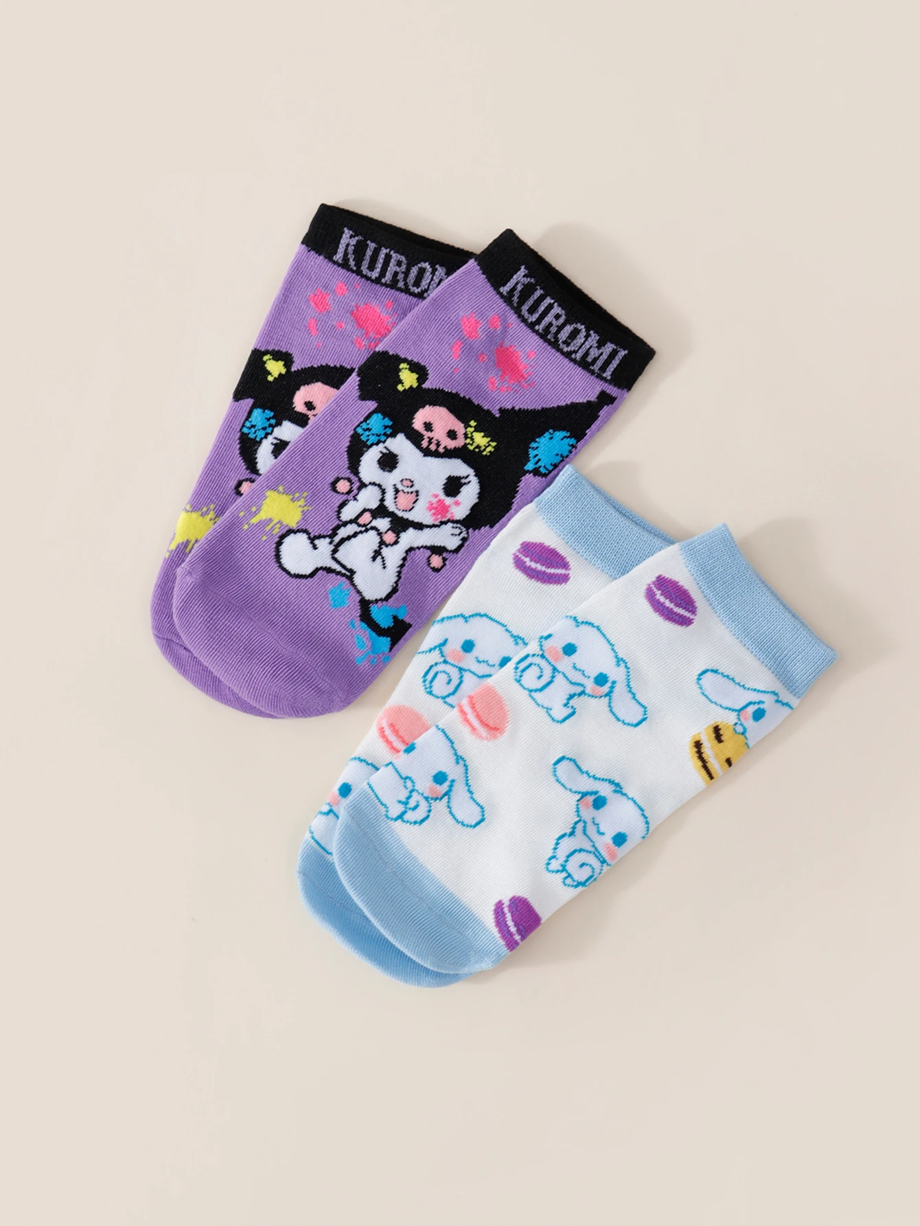 

2 pairs of miniso new Fashion cartoon Sanrio Comfortable Breathable Women's short socks