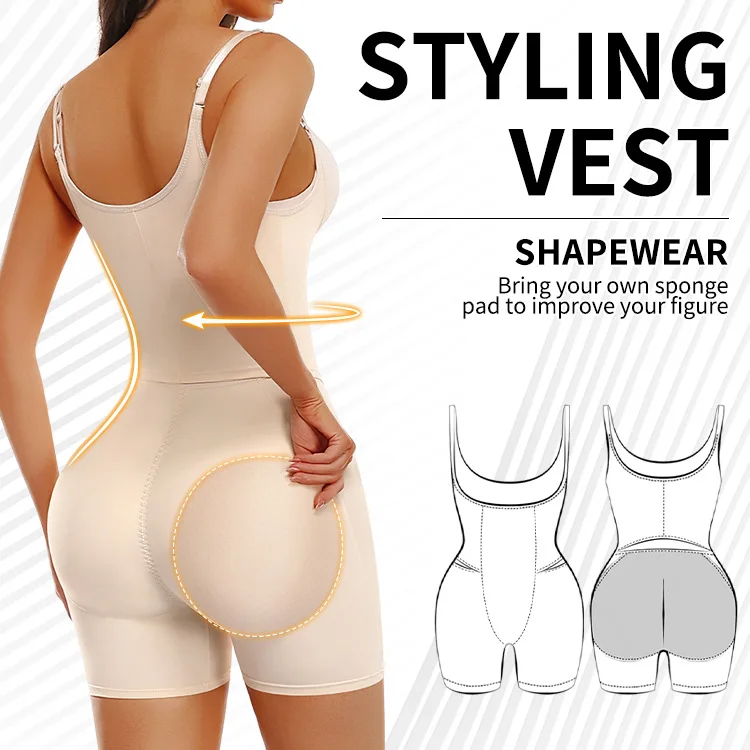 Women's Shapewear Bodysuit,U-Shaped Chest Support Waist Control Peach Butt Post Surgery Full Body Shapewear