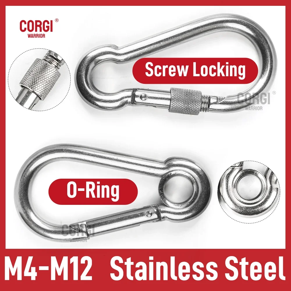 Heavy Duty Thumb Screw Locking Carabiner Clips M4 M5 M6 M7 M8 M9 M10 M11 M12 304 Stainless Steel Caribiniers Spring Snap Hook