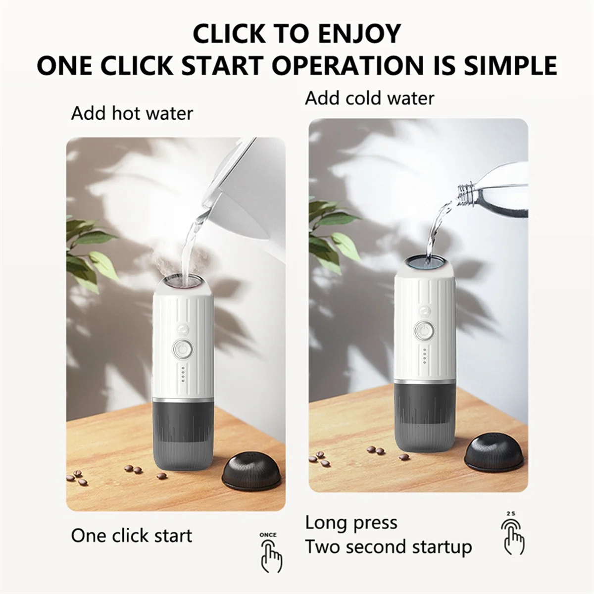 A14G-Mini Итальянская капсульная кофемашина 2-в-1, портативная USB-совместимая с капсулами и молотым кофе, регулируемая прочность