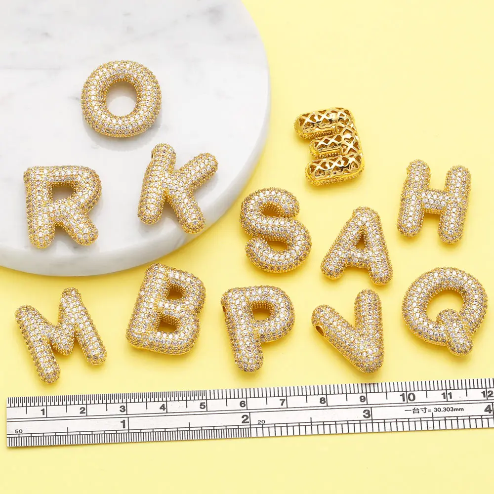 OCESRIO Mini Crystal 26 Letter Pendant for Necklace Copper Gold Plated Alphabet Initial Name Jewelry Making Component pdtb442