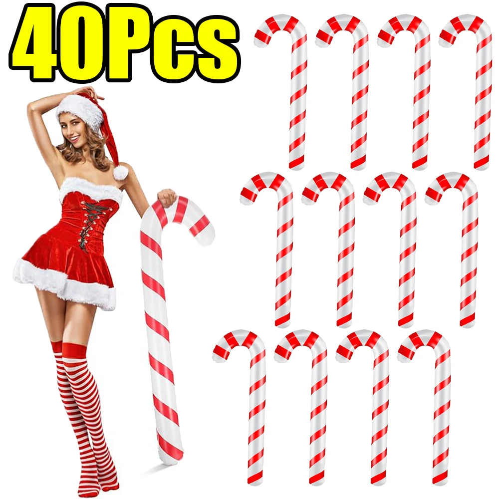 1-40 قطعة عيد الميلاد نفخ الحلوى قصب عيد الميلاد الزخرفية التضخم العكازات شريط نمط قابلة لإعادة الاستخدام عصي للمشي اللعب #1