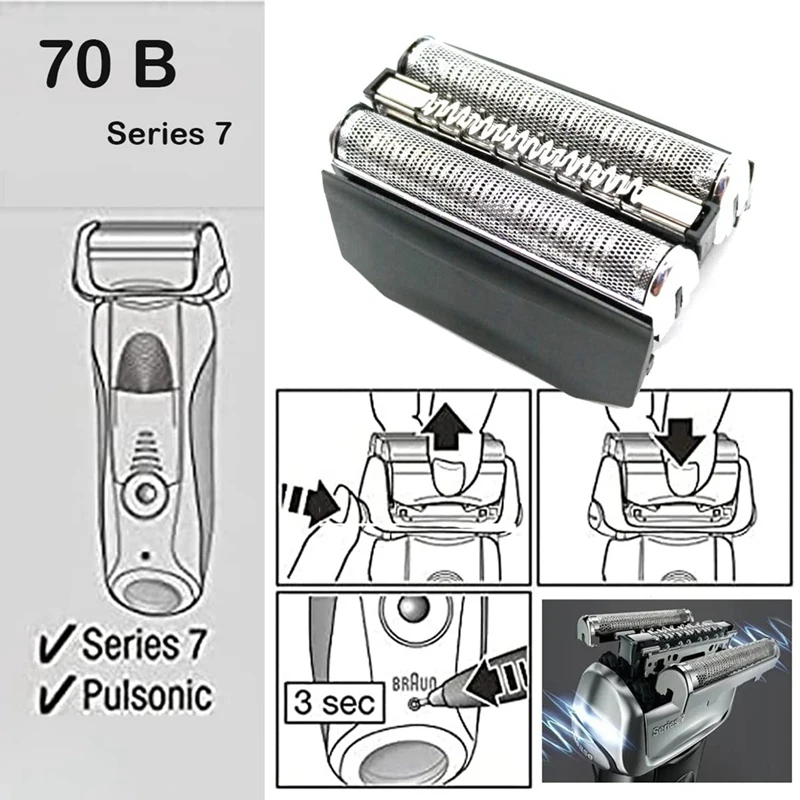 Lâmina de cabeça para Braun Shaver Series 7, 70B, 70S, Shaver Parts, Acessórios, 720, 720S-3, 720S-4, 720S-5, 720, 730, 9565, 9566