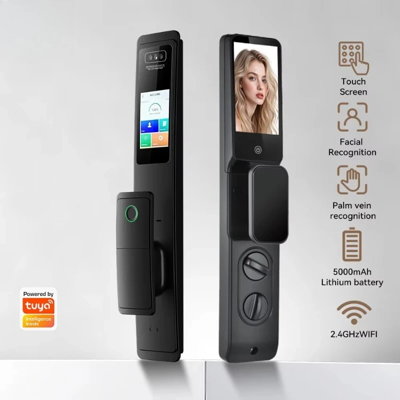 Fully Automatic Smart Door Lock with Digital Lock WiFi Camera 3D Face Recognition and Biometric Fingerprint Cloud Function