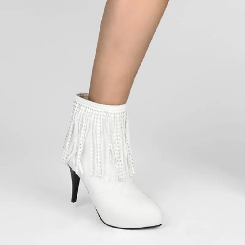 خريف رائجة البيع للموسم أحذية نسائية قصيرة تفاصيل شرابة كعب نحيف مقاس كبير 40-50 مقاس صغير 32 33 أحذية عالية في الركبة قطن #5