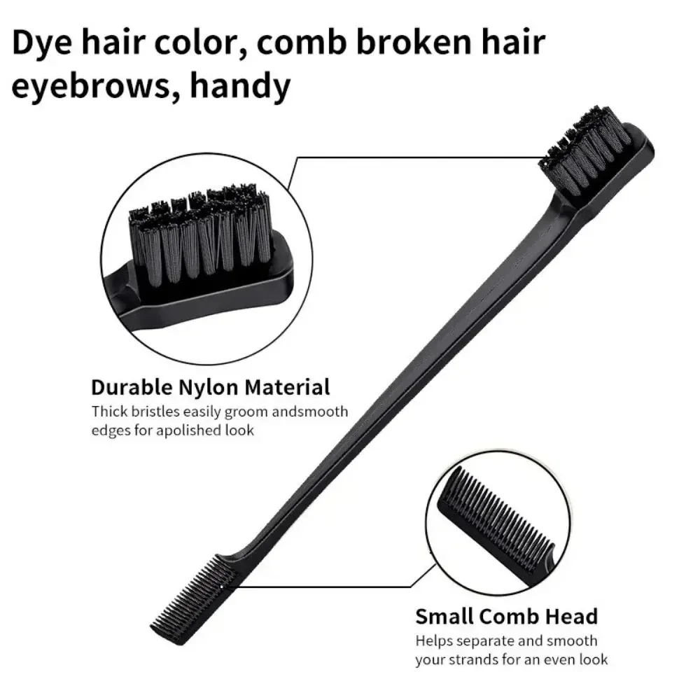 New 3Pcs Slick Back Hair Brush Set Bristle Hair Brush Brush Teasing Comb for Women Baby Kids Black Hair