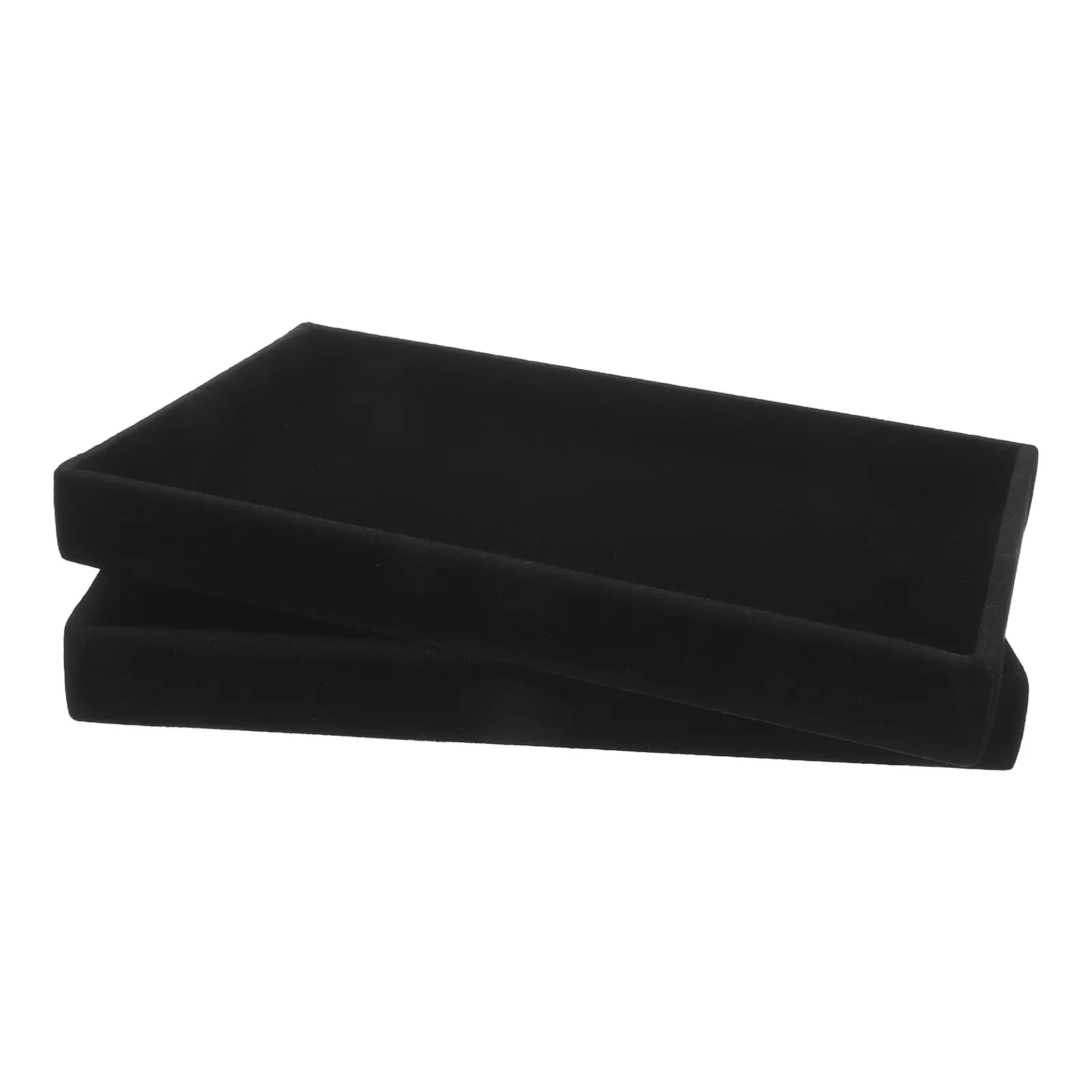 2Pcs Jewelry Organizer Drawer Inserts Black Soft Lined Stackable Jewelry Storage Tray Modular Necklace Ring Display Tray Vanity