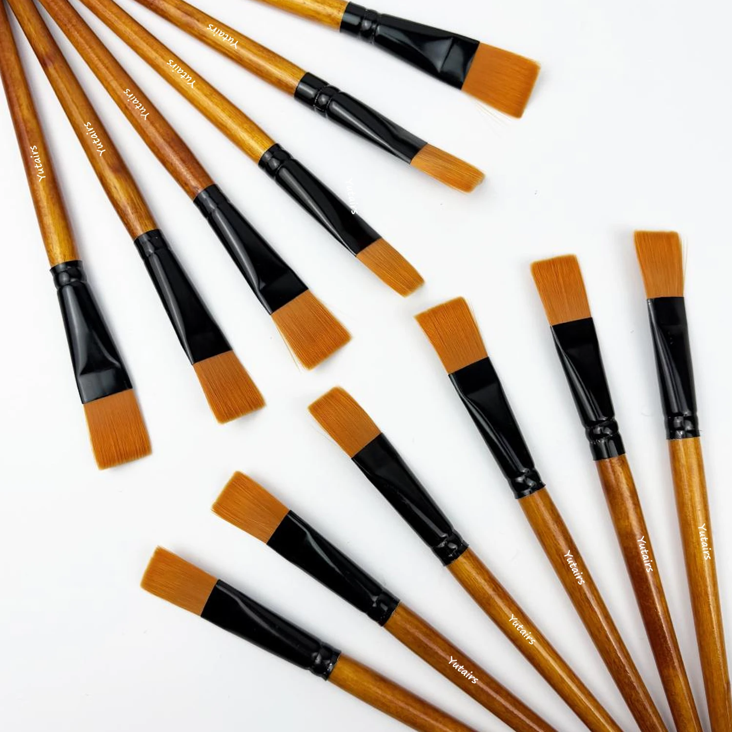 12 Stück Flachkopf-Pinsel, professionelle Acryl- und Aquarellpinsel, kleine Bastelpinsel im Großpack für Öl-, Gouache- und Steinmalerei – Detail 7
