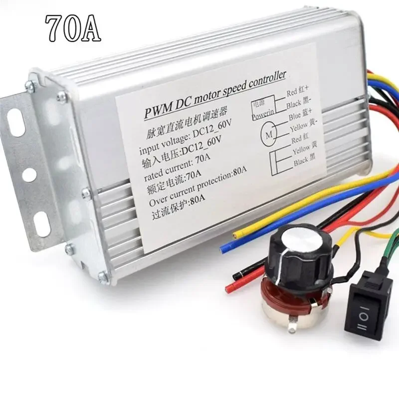 DC12V-60V 70a 4000W DC Motor PWM Speed Control Controller Brush Current Voltage Regulator for Electric Scooter Bicycle