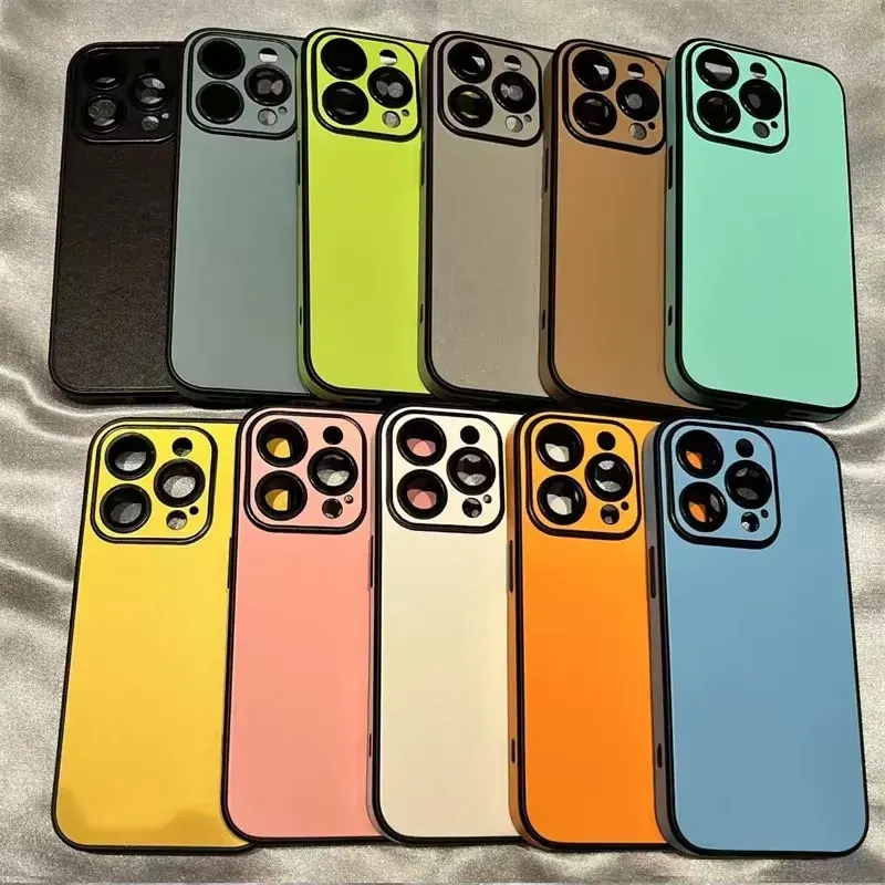 Luxuriöse Handyhülle aus mattem Cortex-Leder für iPhone 11, 12, 13, 14, 15, 16, Pro Max Plus, Linsenschutz, stoßfeste Stoßstangenhüllen – Detail 1