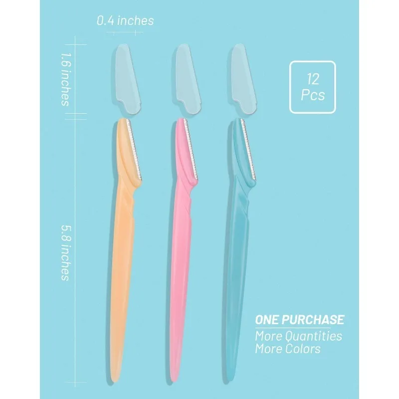 Rasoio per sopracciglia da donna, 12 pezzi Strumento per dermaplaning per viso professionale, Rasoio per viso per donna Dispositivo per la rimozione dei peli del viso