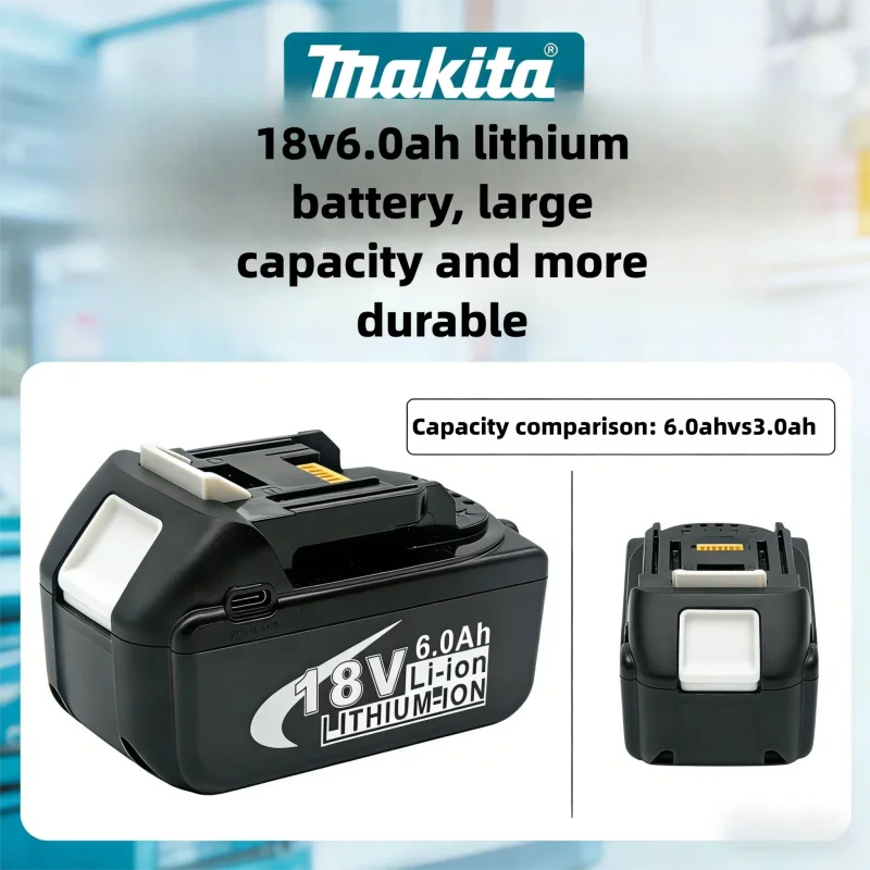 

Сменный аккумулятор Makita 18V 6000mAh BL1850B BL1860 BL1840 BL1815 для беспроводной дрели, с поддержкой USB-C и зарядкой PD.