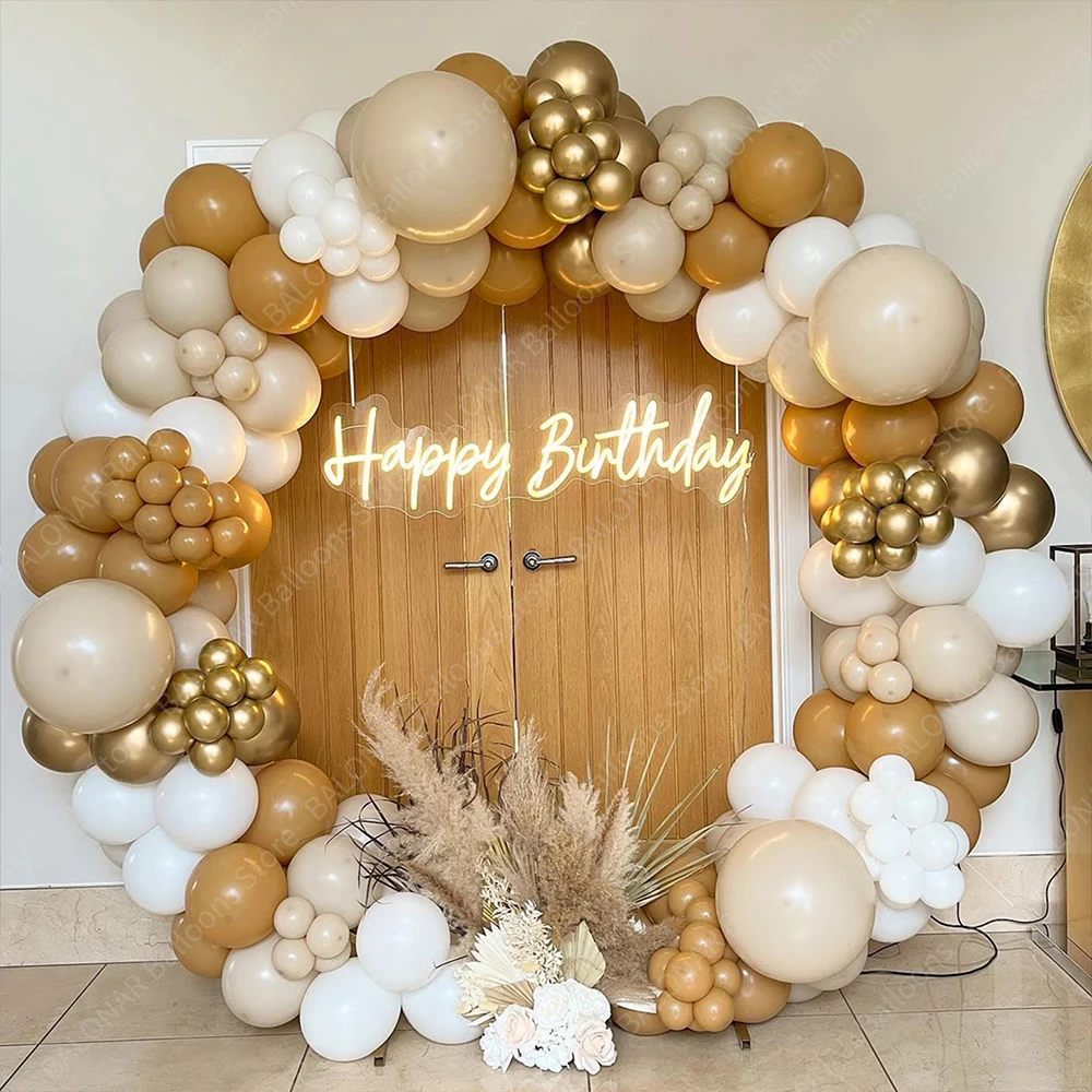 

1 Set Apricot Brown Balloons Garland Arch Coffee Brown White Sand Balloons For Wedding Birthday Party Decor Baby Shower Globos