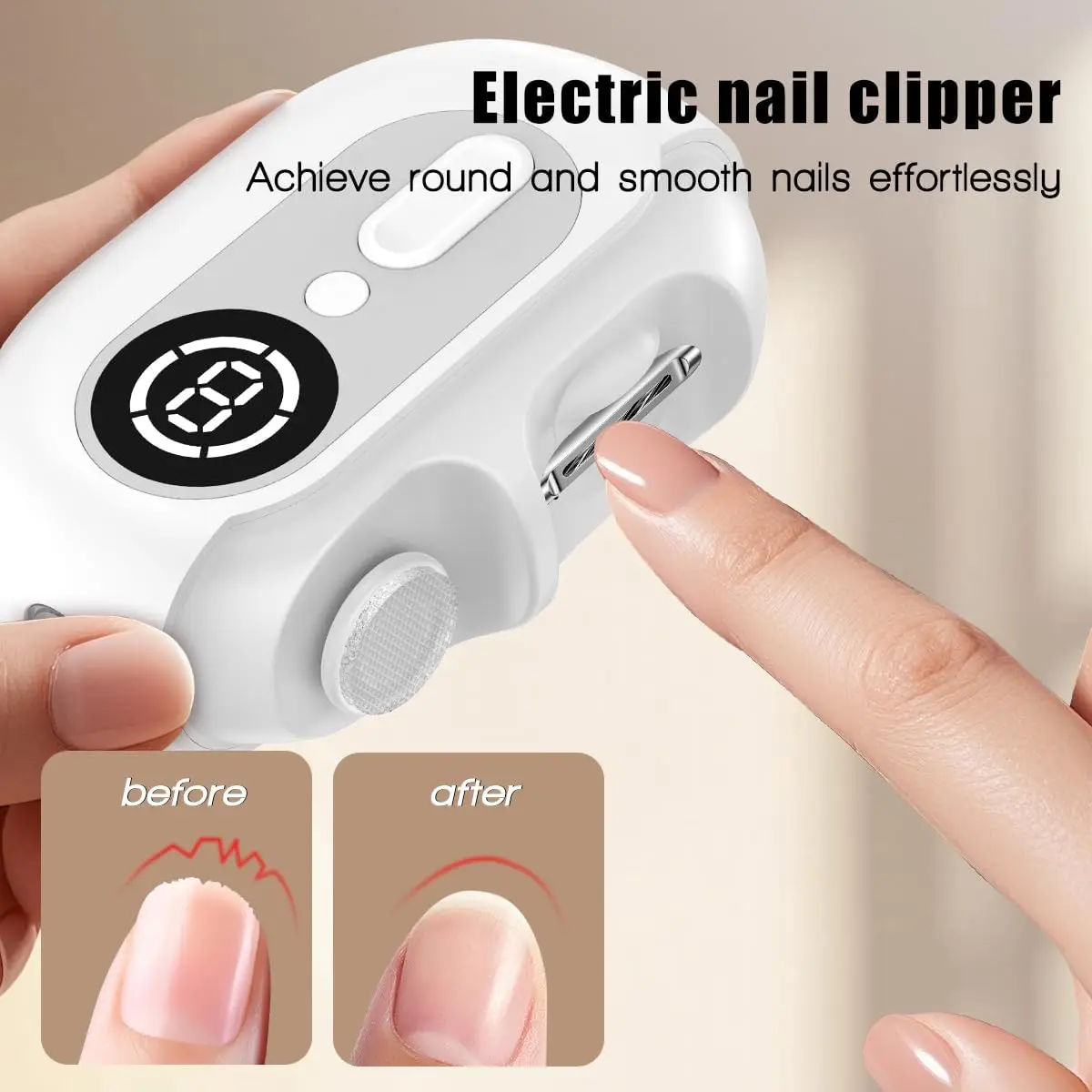 

Automatic Electric Nail Clipper, 4 in 1 Auto Fingernail Cutter & Polishing Grinder with Nail Lamp/Storage for Baby Senior Adults
