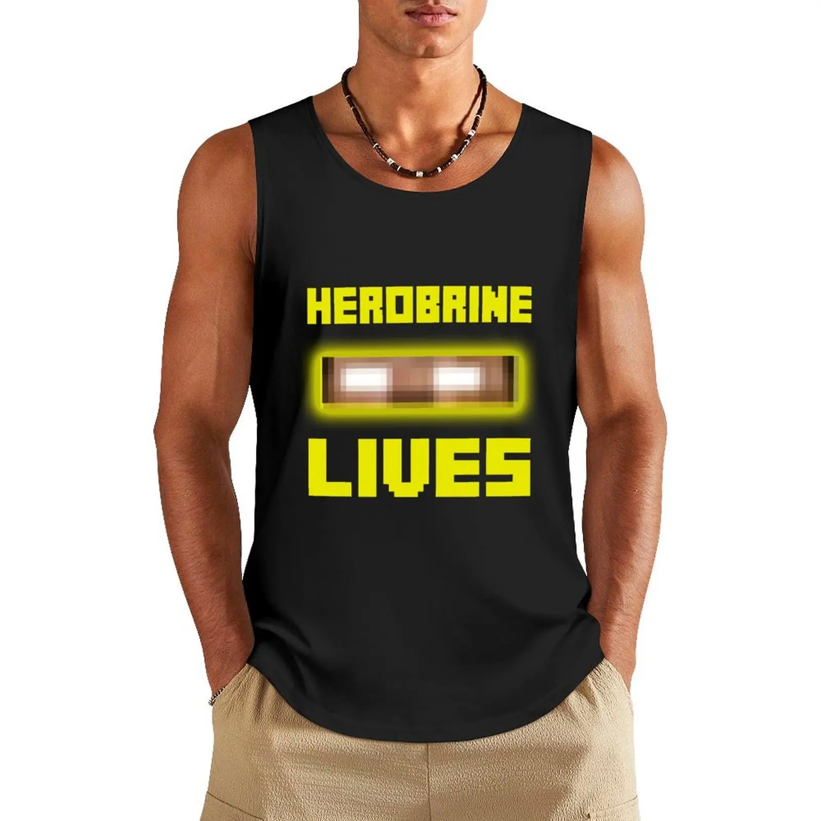

Herobrine Lives Tank Top Men's gym clothing sports suits summer clothes man 2025