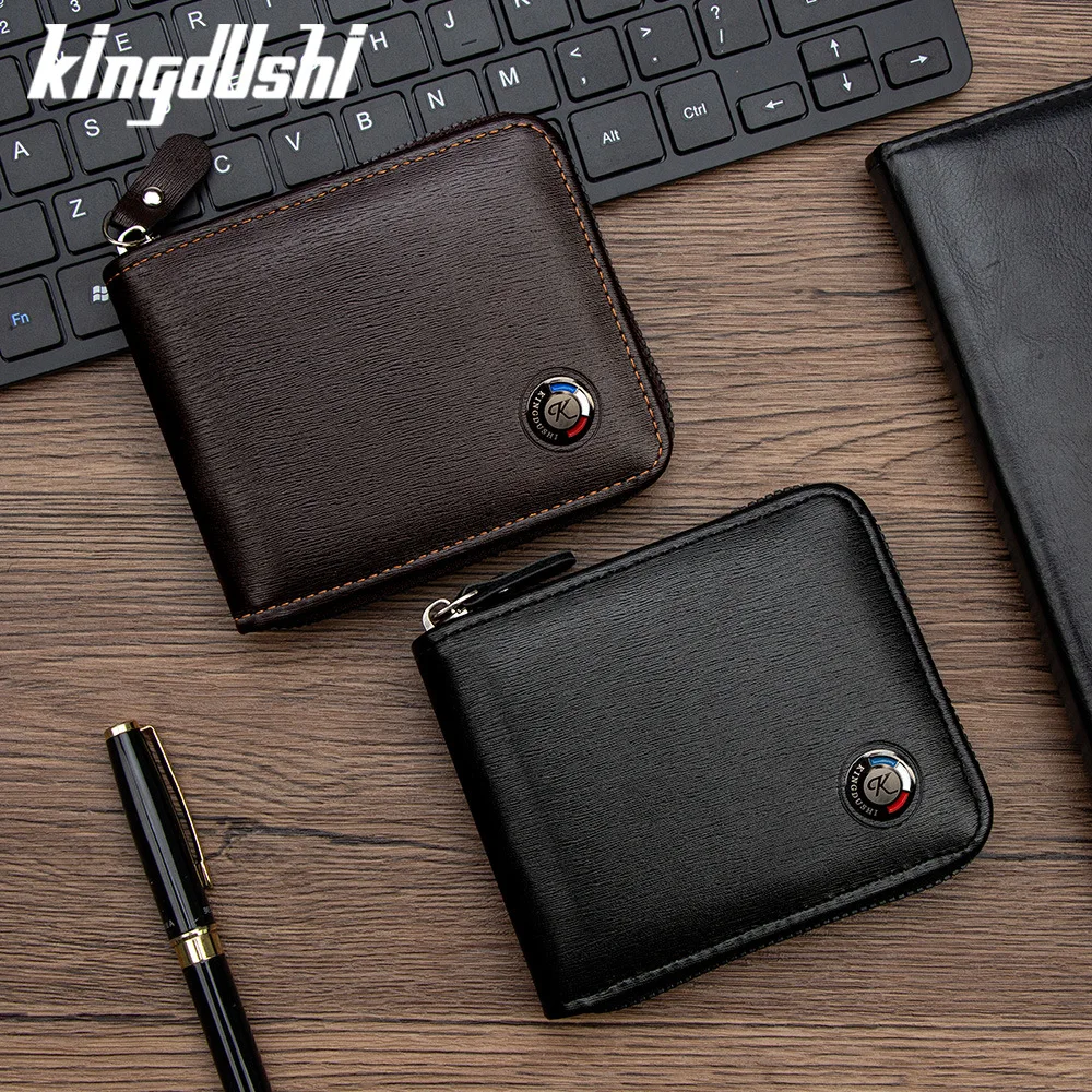 PU leather wallet three short men wai chain folding screens documents more large capacity light purse