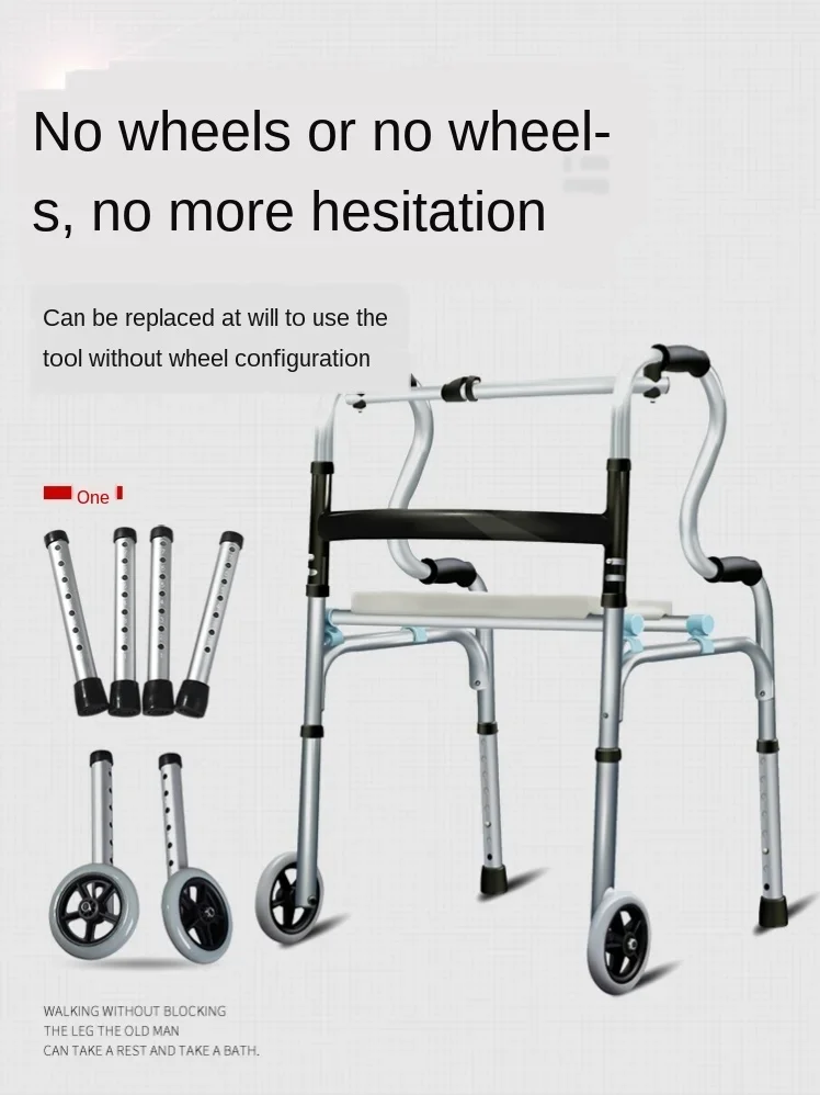 MultiFunction Walker for Elderly  DualUse Rehabilitation Travel Walking Stick with Seat and Durable Trolley Mobility Aid Chair