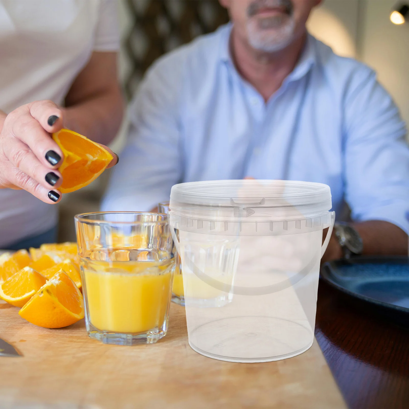 

3pcs Ice Cream Bucket Transparent Storage Containers For Home Sealable Leakproof Bucket With Handle