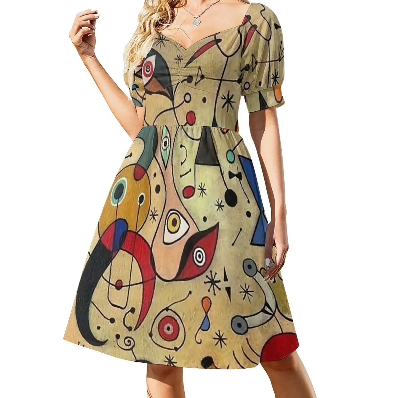 

Joan Miro Short-Sleeved Dress party dresses woman loose women's dress
